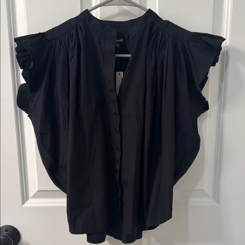 Madewell Black Ruffled Blouse